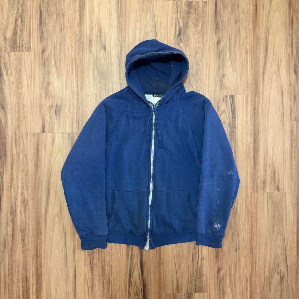 Vintage 1970’s Veneto Navy Blue Thermal Lined Zip Up Faded and Distressed Men XL